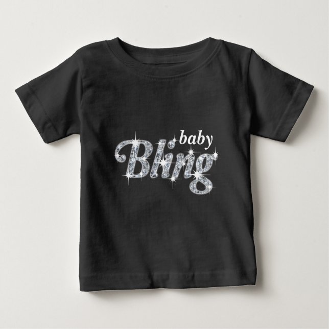 Imitate auf schwarzem "Baby Bling"-Textdesign Baby T-shirt (Vorderseite)