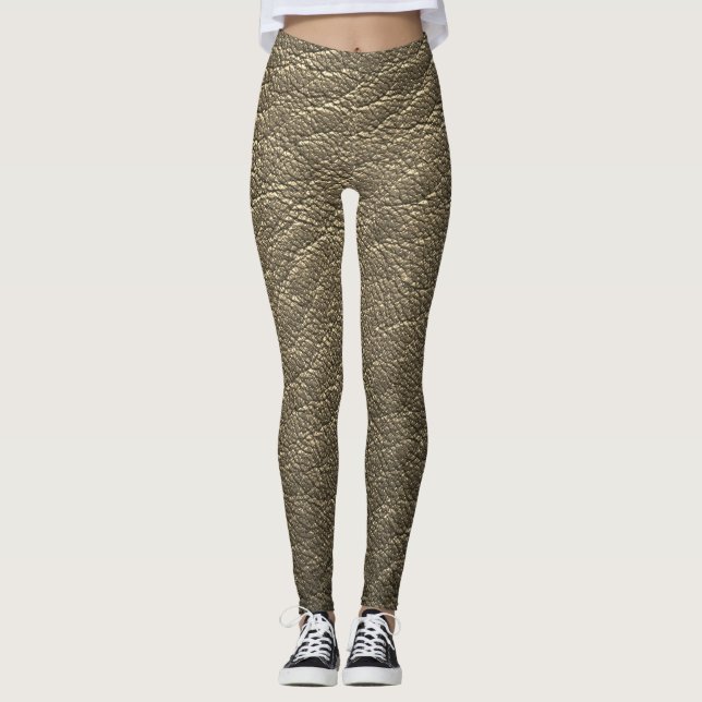 Imitate aus braunem Leder Textur Muster Yoga Pants Leggings (Vorderseite)
