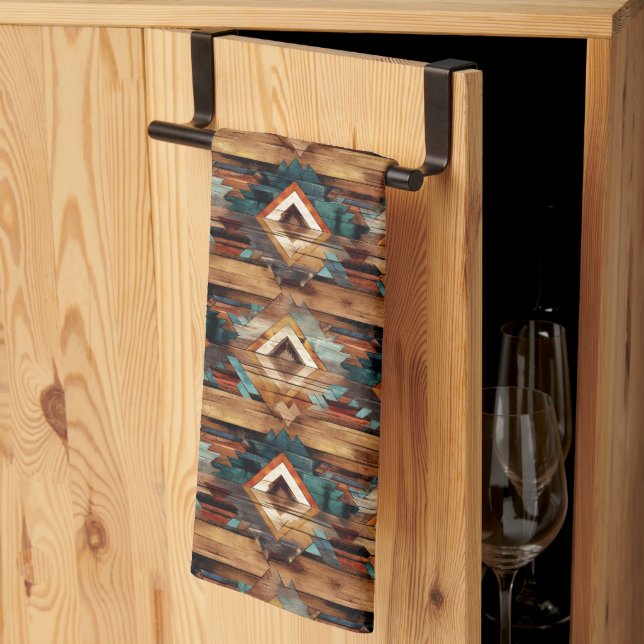 Imitate aus coolem Western, aus gefliestem Holz Geschirrtuch (Drittel gefaltet)