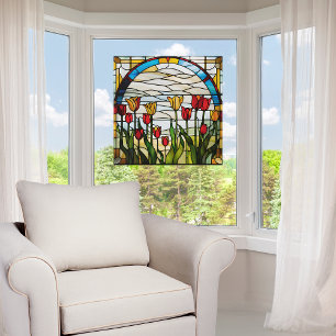 Imitate aus festem Glas Blütengarten Fensteraufkleber