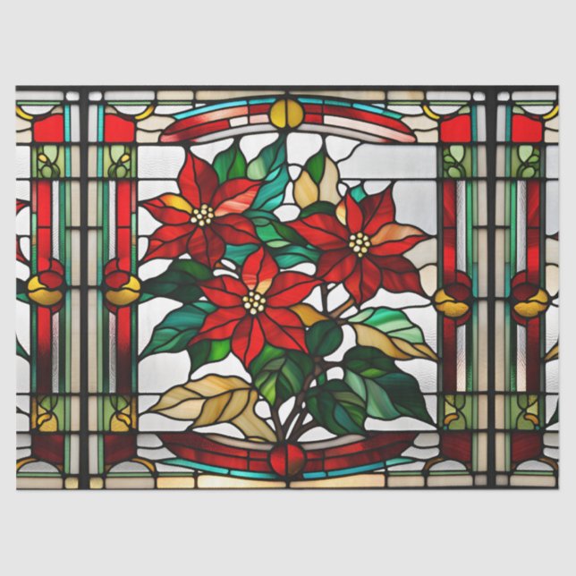 Imitate aus festem Glas, Poinsettia für Decoupage  Seidenpapier (Vorderseite)