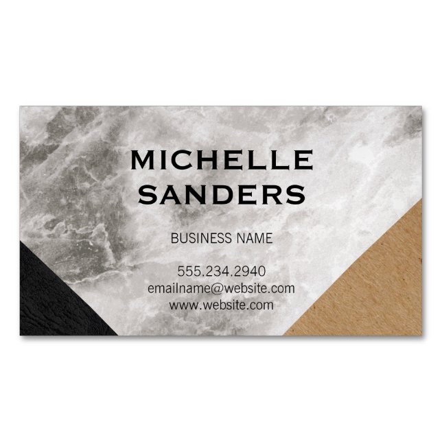 Imitate aus geometrischem Marmor Lederskraft Magnetische Visitenkarte (Vorderseite)