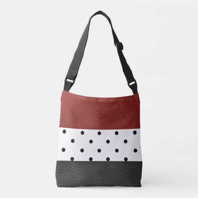 Imitate aus schwarz/rot Leder Polka-Punkte - Tote  Tragetaschen Mit Langen Trägern (Vorderseite)
