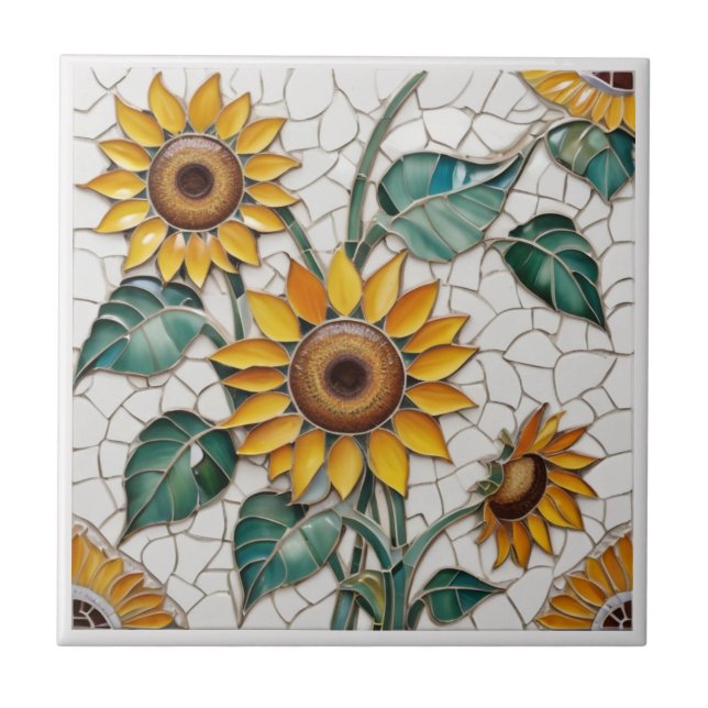 Imitate aus Sonnenblumen Mosaik Fliese (Vorderseite)