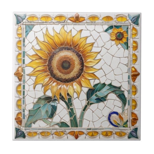 Imitate aus Sonnenblumen Mosaik Fliese (Vorderseite)