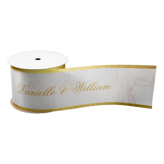 Imitate aus weißem Marmor Gold Hochzeit mit elegan Satinband (Spule)