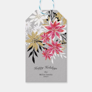 Imitate aus Winterblumenfolie Feiertage Monogramm Geschenkanhänger