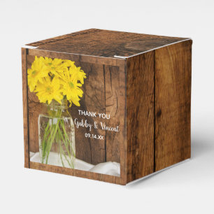 Imitate Barn Wood Mason Jar Yellow Daisies Hochzei Geschenkschachtel
