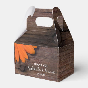Imitate Barn Wood Rustic Orange Daisy Wedding Geschenkschachtel
