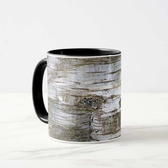 Imitate Birch Tree Bark Texture Look Muster Tasse (Vorderseite Links)