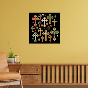 Imitate Birthstone Kreuze und lose Edelsteine auf  Poster