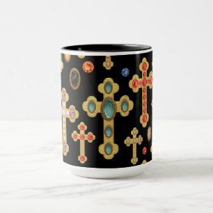 Imitate Birthstone Kreuze und lose Edelsteine auf Tasse