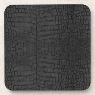 Imitate Black Crocodile Leather Print Getränkeuntersetzer