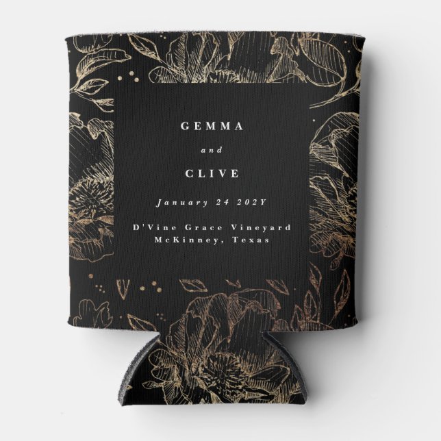 Imitate Black Gold Elegante Hochzeitsgeschenke Dosenkühler (Vorderseite)