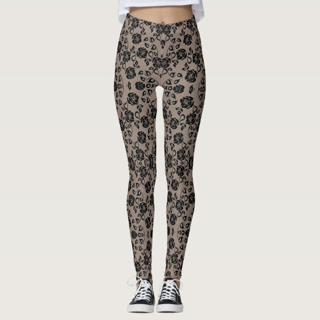 Imitate Black Lace Fishnet Leggings (Vorderseite)