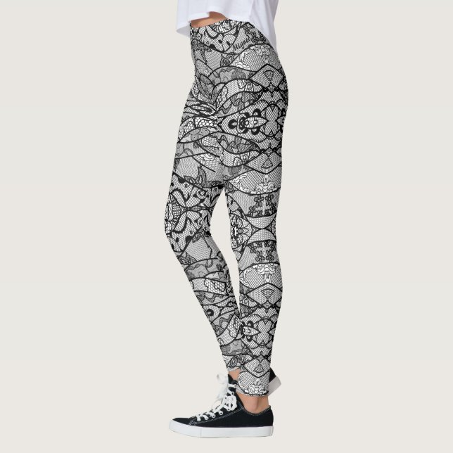 Imitate Black Lace Fishnet Leggings Moderne (Links)