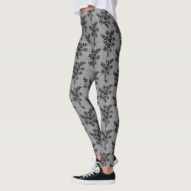 Imitate Black Lace Fishnet Leggings Romantisches D (Links)