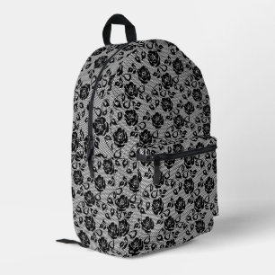 Imitate Black Lace Rose Fishnet Backpack Bedruckter Rucksack