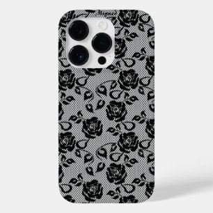 Imitate Black Lace Rose Fishnet iPhone Fall Case-Mate iPhone 14 Pro Hülle