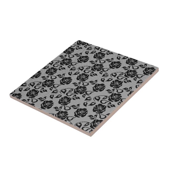 Imitate Black Lace Rose Fishnet Keramik Tile Fliese (Seite)