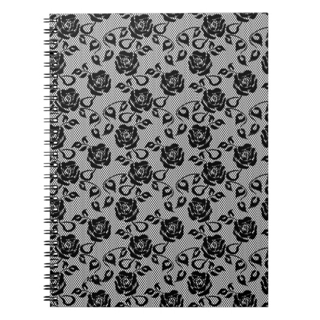 Imitate Black Lace Rose Fishnet Notebook Notizblock (Vorderseite)