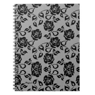 Imitate Black Lace Rose Fishnet Notebook Notizblock