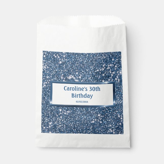 Imitate Blauer Glitzer Textur mit benutzerdefinier Geschenktütchen (Vorderseite)