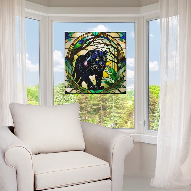 Imitate Bleiglas Schwarzer Panther Fensteraufkleber (Von Creator hochgeladen)