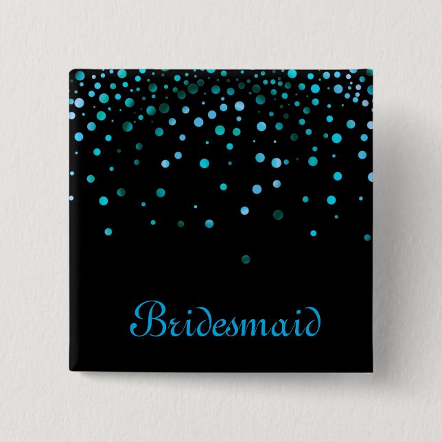 Imitate Blue Confetti Glitzern Button (Vorderseite)