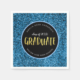Imitate Blue Glitzer Graduate Abschluss Serviette