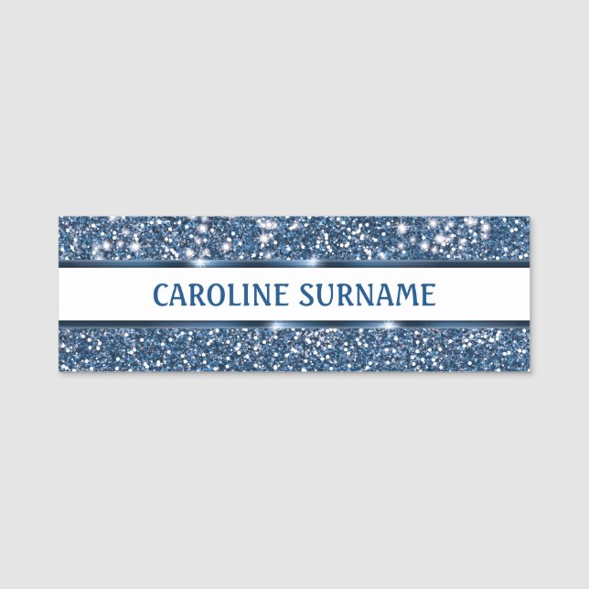 Imitate Blue Glitzer Textur mit Individuelle Name  Namensschild (Vorderseite)