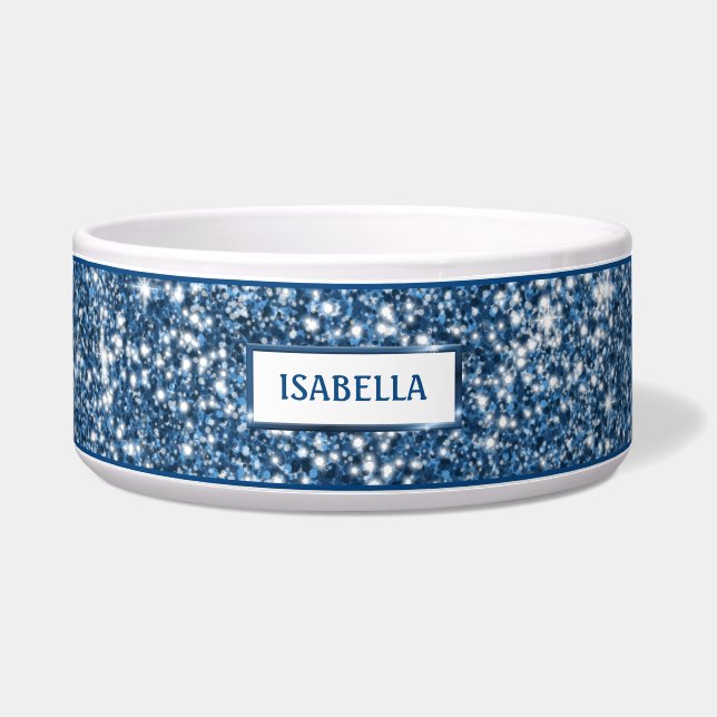 Imitate Blue Glitzer Textur mit Individuelle Name  Napf (Vorderseite)