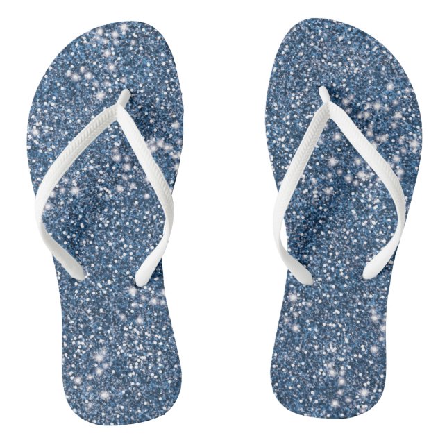 Imitate Blue Glitzer Texture Look-like Graphic Flip Flops (Fußbett)