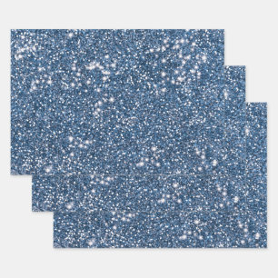 Imitate Blue Glitzer Texture Look-like Graphic Geschenkpapier Set