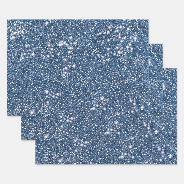 Imitate Blue Glitzer Texture Look-like Graphic Geschenkpapier Set (Set)