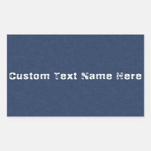 Imitate Blue Jeans Fabric Cuatsom Textnamensticker Rechteckiger Aufkleber