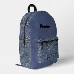 Imitate Blue Suede und Western Blue Paisley Bedruckter Rucksack