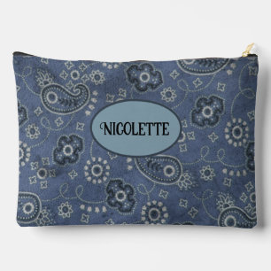 Imitate Blue Suede und Western Blue Paisley Zubehörtasche