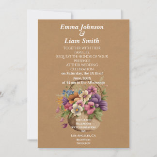 Imitate braunes handwerkliches Papier und Blume Ho Einladung