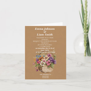 Imitate braunes handwerkliches Papier und Blume Ho Einladung