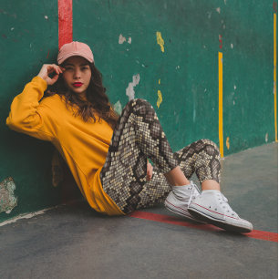 Imitate Brown Beige Snakeskin Edgy Leggings