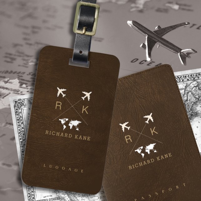 Imitate Brown Leather Elegante Klasse Name Gepäckanhänger (Von Creator hochgeladen)