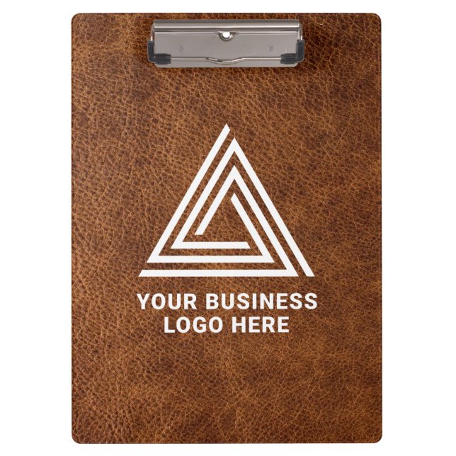 Imitate Brown Leather Modern Business Logo Klemmbrett (Vorderseite)