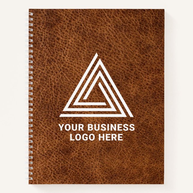 Imitate Brown Leather Modern Business Logo Notizbuch (Vorderseite)