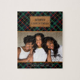 Imitate Brown Leather Red und Green Tartan Weihnac Puzzle