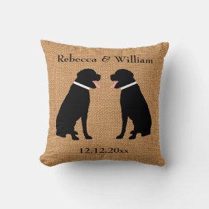 Imitate Burlap 2 Black Labradors Personalisiert Ho Kissen