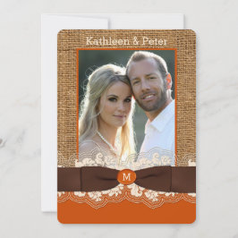 IMITATE Burlap Lace Bow FOTO Hochzeit Einladung, B Einladung