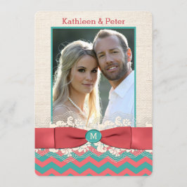 IMITATE Burlap Lace Bow FOTO Hochzeit Einladung, Z Einladung