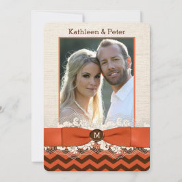 IMITATE Burlap, Lace FOTO Hochzeit Einladung, Zick Einladung