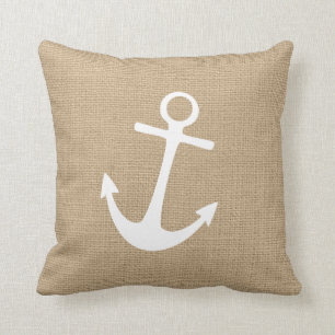 Imitate Burlap Nautical Throw Kissen mit Anchor